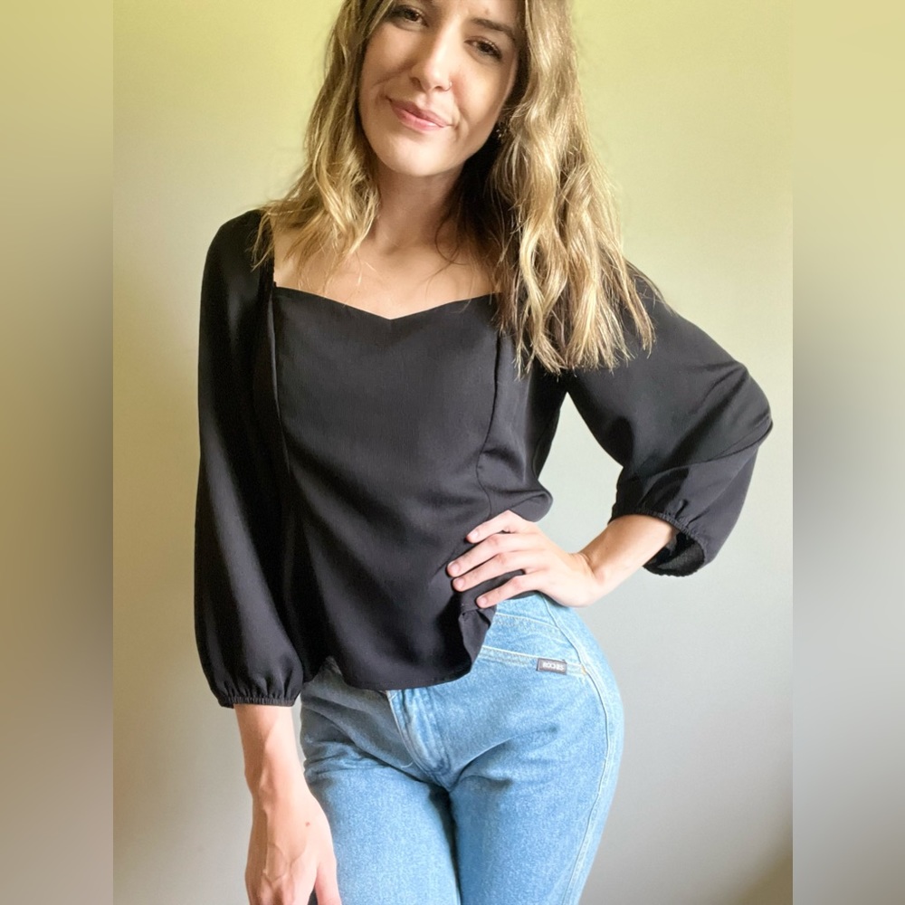 Black Dressy Top- Blue Rain